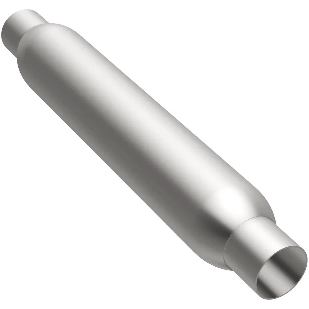 18125 – MAGNAFLOW Exhaust Muffler, 3-1/2 Inch Diameter Round Aluminized Steel Case Single 2-1/4 Inch Center Inlet Sin...